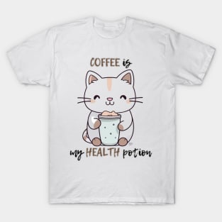 Cozy Cat with Coffee Cup Design T-Shirt